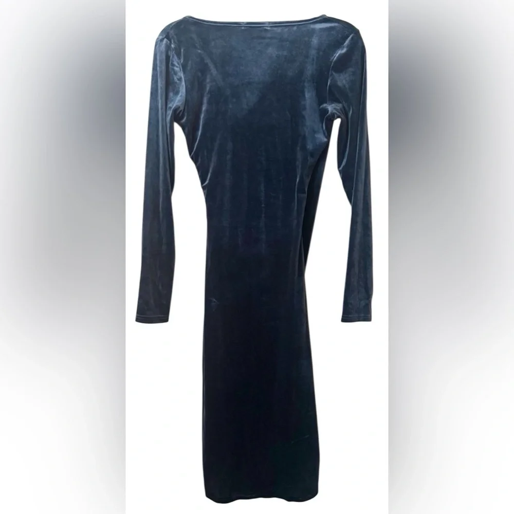 NWOT Velvet Long Sleeve Dress in Blue - Picture 2 of 4
